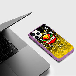 Чехол iPhone 11 Pro матовый Geometry Dash demon, цвет: 3D-фиолетовый — фото 2