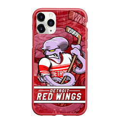 Чехол iPhone 11 Pro матовый Детройт Ред Уингз, Detroit Red Wings Маскот, цвет: 3D-красный