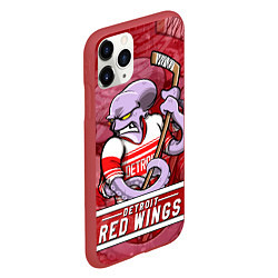 Чехол iPhone 11 Pro матовый Детройт Ред Уингз, Detroit Red Wings Маскот, цвет: 3D-красный — фото 2