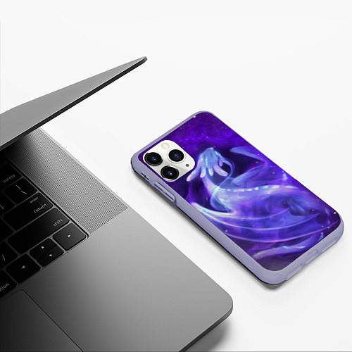 Чехол iPhone 11 Pro матовый Дневная фурия в космосе / 3D-Светло-сиреневый – фото 3