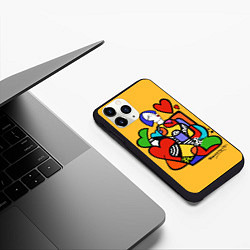 Чехол iPhone 11 Pro матовый Girl with hearts, цвет: 3D-черный — фото 2