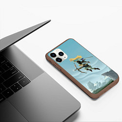 Чехол iPhone 11 Pro матовый Зельда и Линк, цвет: 3D-коричневый — фото 2