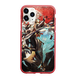 Чехол iPhone 11 Pro матовый Shenhe под кровавой луной шинь хи Genshin, цвет: 3D-красный