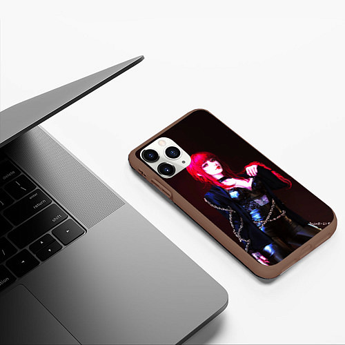 Чехол iPhone 11 Pro матовый Макима с цепями Человек бензопила / 3D-Коричневый – фото 3