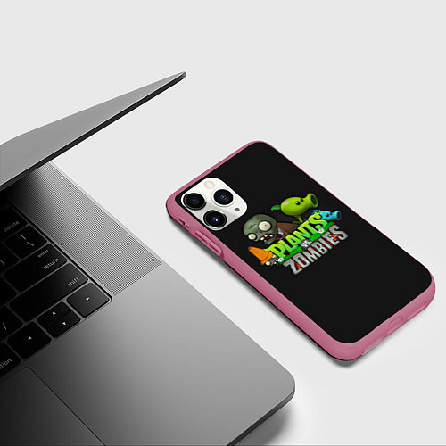 Чехол iPhone 11 Pro матовый Персонажи Plants vs Zombies / 3D-Малиновый – фото 3