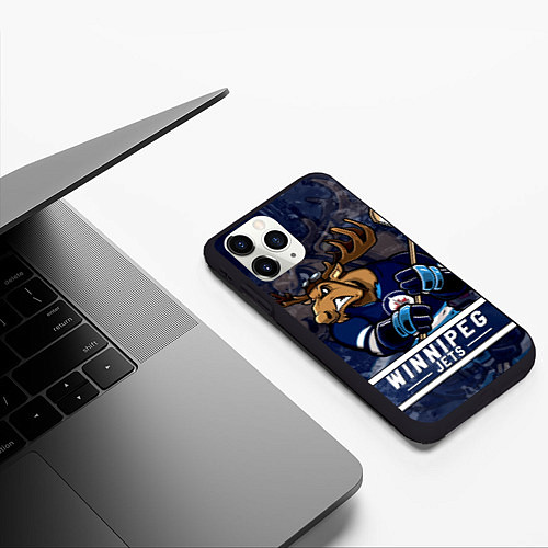 Чехол iPhone 11 Pro матовый Виннипег Джетс, Winnipeg Jets Маскот / 3D-Черный – фото 3