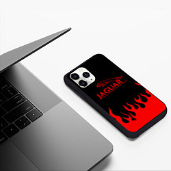 Чехол iPhone 11 Pro матовый Jaguar, Ягуар огонь, цвет: 3D-черный — фото 2