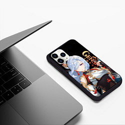 Чехол iPhone 11 Pro матовый Genshin Impact Шэнь Хэ, цвет: 3D-черный — фото 2