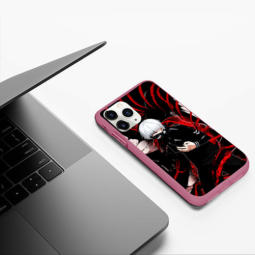 Чехол iPhone 11 Pro матовый Токийский Гуль Красный Змей Tokyo Ghoul Snake / 3D-Малиновый – фото 3