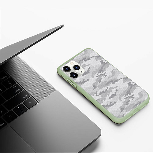 Чехол iPhone 11 Pro матовый Городской Абстрактный Камуфляж / 3D-Салатовый – фото 3