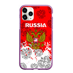 Чехол iPhone 11 Pro матовый Russia Паттерн Гербов, цвет: 3D-фиолетовый