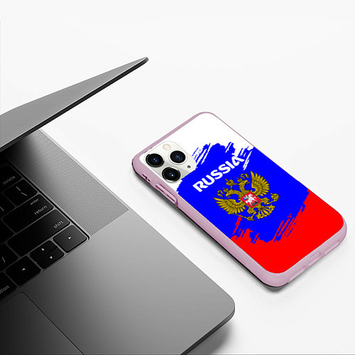 Чехол iPhone 11 Pro матовый Russia Геометрия / 3D-Розовый – фото 3