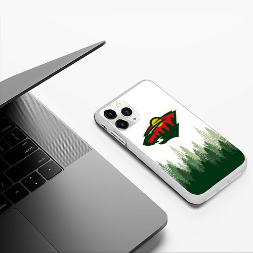 Чехол iPhone 11 Pro матовый Minnesota Wild, Миннесота Уайлд Лес / 3D-Белый – фото 3