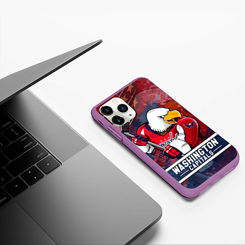 Чехол iPhone 11 Pro матовый Вашингтон Кэпиталз Washington Capitals / 3D-Фиолетовый – фото 3