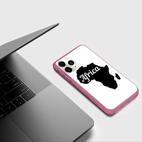 Чехол iPhone 11 Pro матовый Африка черно-белая двусторонняя / 3D-Малиновый – фото 3