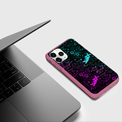 Чехол iPhone 11 Pro матовый League Of Legends - Arcane неон логотипы, цвет: 3D-малиновый — фото 2