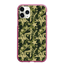 Чехол iPhone 11 Pro матовый Star camouflage, цвет: 3D-малиновый
