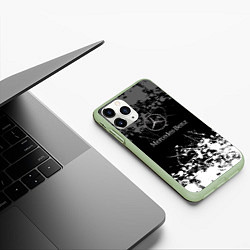Чехол iPhone 11 Pro матовый Mercedes-Benz Брызги красок, цвет: 3D-салатовый — фото 2