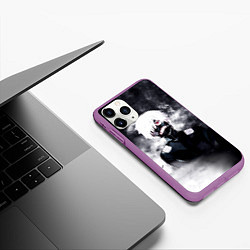 Чехол iPhone 11 Pro матовый Токийский Гуль в Дыму Tokyo Ghoul Smoke, цвет: 3D-фиолетовый — фото 2