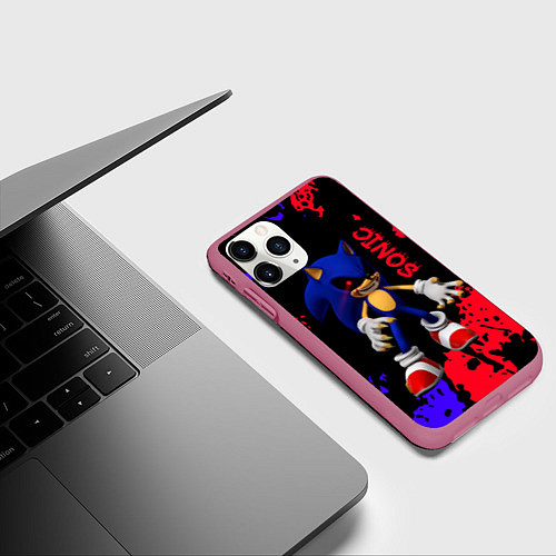 Чехол iPhone 11 Pro матовый Соник екзе Sonic exe / 3D-Малиновый – фото 3