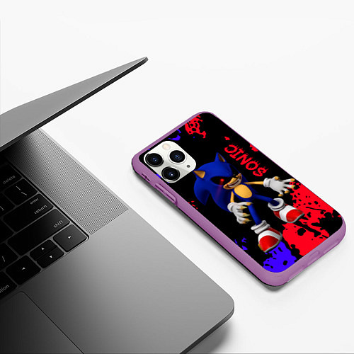 Чехол iPhone 11 Pro матовый Соник екзе Sonic exe / 3D-Фиолетовый – фото 3