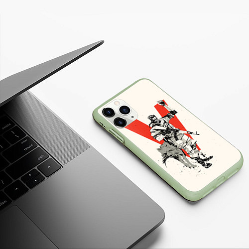 Чехол iPhone 11 Pro матовый Биг Босс с волком / 3D-Салатовый – фото 3