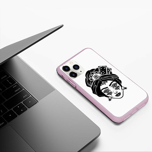 Чехол iPhone 11 Pro матовый Четырехглазая гадалка / 3D-Розовый – фото 3