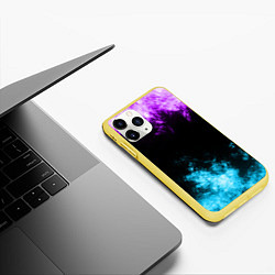 Чехол iPhone 11 Pro матовый НЕОНОВЫЙ РАЗНОЦВЕТНЫЙ ОГОНЬ, цвет: 3D-желтый — фото 2