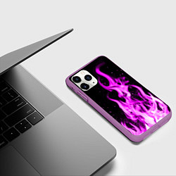 Чехол iPhone 11 Pro матовый ОГОНЬ НЕОНОВЫЙ ПЛАМЯ, цвет: 3D-фиолетовый — фото 2