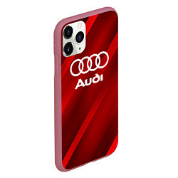 Чехол iPhone 11 Pro матовый Audi red полосы, цвет: 3D-малиновый — фото 2