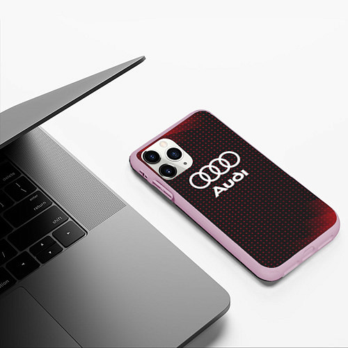 Чехол iPhone 11 Pro матовый Audi logo / 3D-Розовый – фото 3
