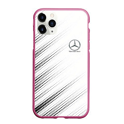 Чехол iPhone 11 Pro матовый Mercedes-Benz - White, цвет: 3D-малиновый