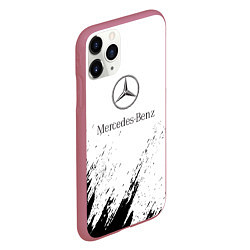 Чехол iPhone 11 Pro матовый Mercedes-Benz - White texture, цвет: 3D-малиновый — фото 2