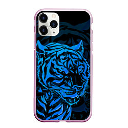 Чехол iPhone 11 Pro матовый Голубой тигр Blue, цвет: 3D-розовый