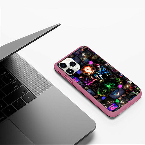 Чехол iPhone 11 Pro матовый АРКЕЙН collage / 3D-Малиновый – фото 3