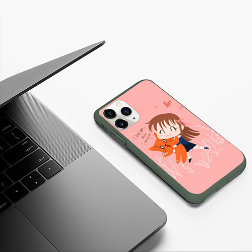 Чехол iPhone 11 Pro матовый I love you this much / 3D-Темно-зеленый – фото 3