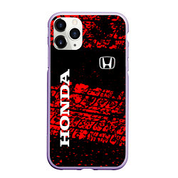 Чехол iPhone 11 Pro матовый Honda Следы от шин, цвет: 3D-светло-сиреневый