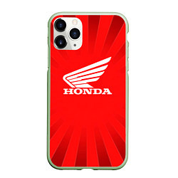 Чехол iPhone 11 Pro матовый Honda красные линии, цвет: 3D-салатовый