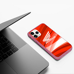 Чехол iPhone 11 Pro матовый Honda logo auto, цвет: 3D-малиновый — фото 2