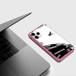 Чехол iPhone 11 Pro матовый Honda sport pattern, цвет: 3D-малиновый — фото 2