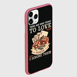 Чехол iPhone 11 Pro матовый Люблю Покер, цвет: 3D-малиновый — фото 2