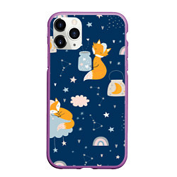 Чехол iPhone 11 Pro матовый Спящий лисенокsleeping fox, цвет: 3D-фиолетовый