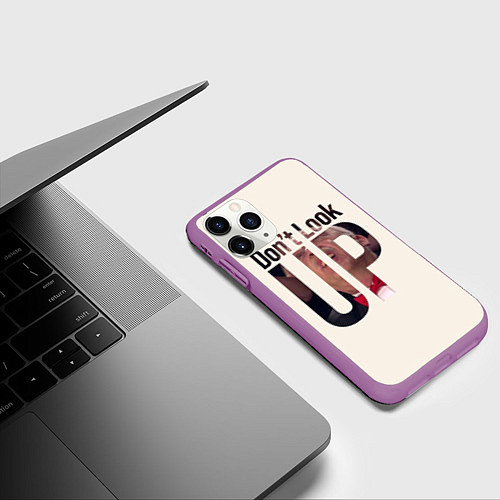 Чехол iPhone 11 Pro матовый Dont look upНе смотри на вверх / 3D-Фиолетовый – фото 3