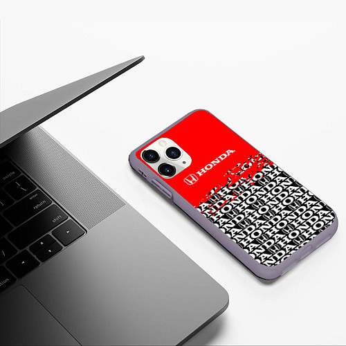 Чехол iPhone 11 Pro матовый Honda - Pattern / 3D-Серый – фото 3