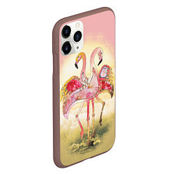Чехол iPhone 11 Pro матовый Танец Любви 2 Фламинго, цвет: 3D-коричневый — фото 2