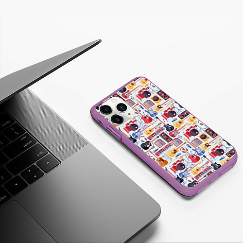 Чехол iPhone 11 Pro матовый Рок Музыкант / 3D-Фиолетовый – фото 3