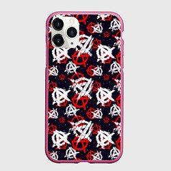Чехол iPhone 11 Pro матовый Анархия текстура, цвет: 3D-малиновый