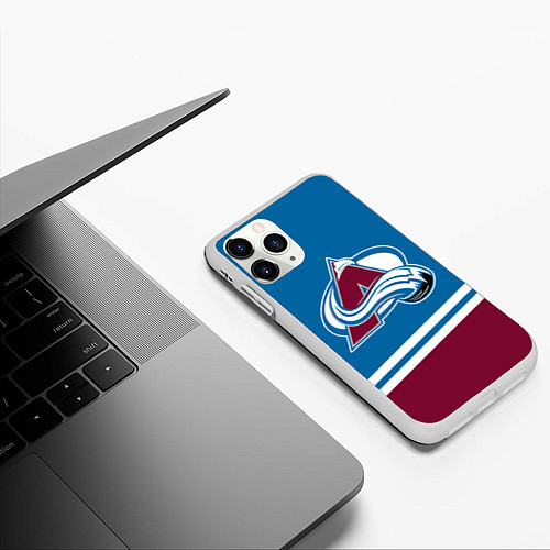 Чехол iPhone 11 Pro матовый Colorado Avalanche, Колорадо Эвеланш / 3D-Белый – фото 3