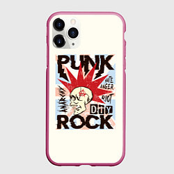 Чехол iPhone 11 Pro матовый Punk Rock Панк, цвет: 3D-малиновый