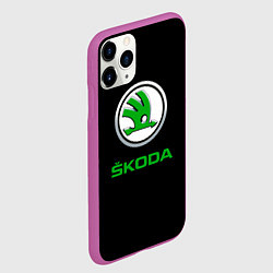 Чехол iPhone 11 Pro матовый Skoda нарисованные линии, цвет: 3D-фиолетовый — фото 2